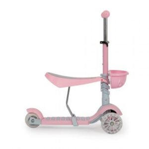 Πατίνι Scooter ΜΟΝΙ Bubblegum με Κάθισμα, Καλαθάκι και Φωτιζόμενους Τροχούς (Ροζ)