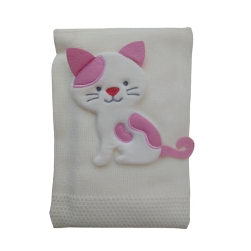 Πλεκτή κουβέρτα αγκαλιάς Cat (Ροζ)