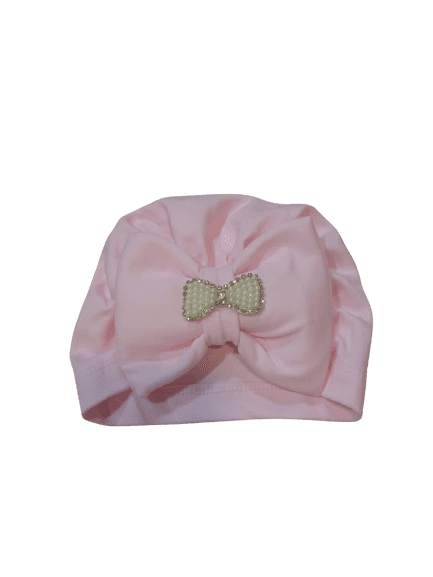 Βαμβακερό Σκουφάκι με Πέρλες (Ροζ)