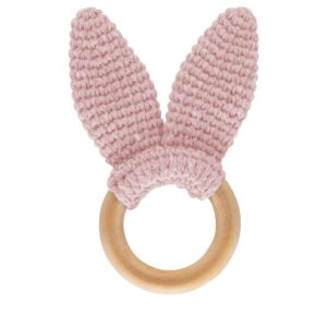 Ξύλινο δαχτυλίδι -Mασητικό Baby Jem (Ροζ)