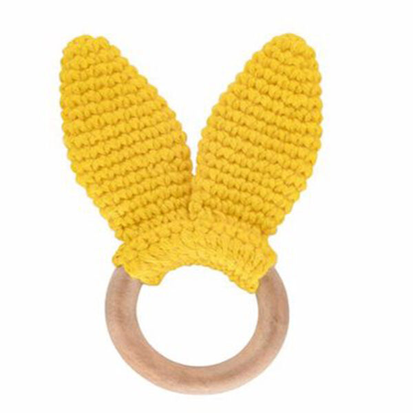Ξύλινο δαχτυλίδι -Mασητικό Baby Jem (Kίτρινο)