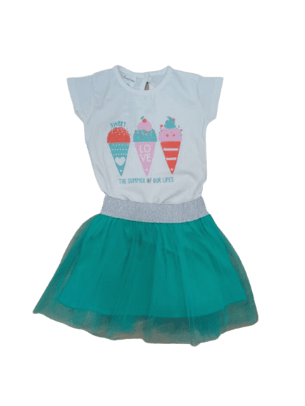 Σετ Μπλούζα+ Φούστα ICE CREAM (Πράσινη)